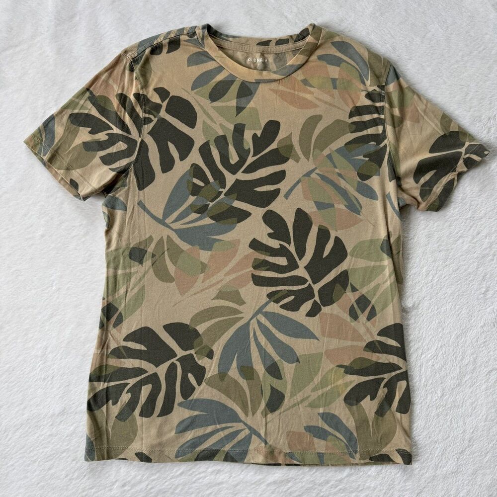 Old Navy Men's Short Sleeve T-Shirt Tropical Palm Tree Leaves Size Small